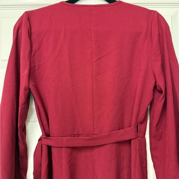 Nagoo Women’s Burgundy Red Ruffled Wrap Dress Size S - Picture 6 of 13